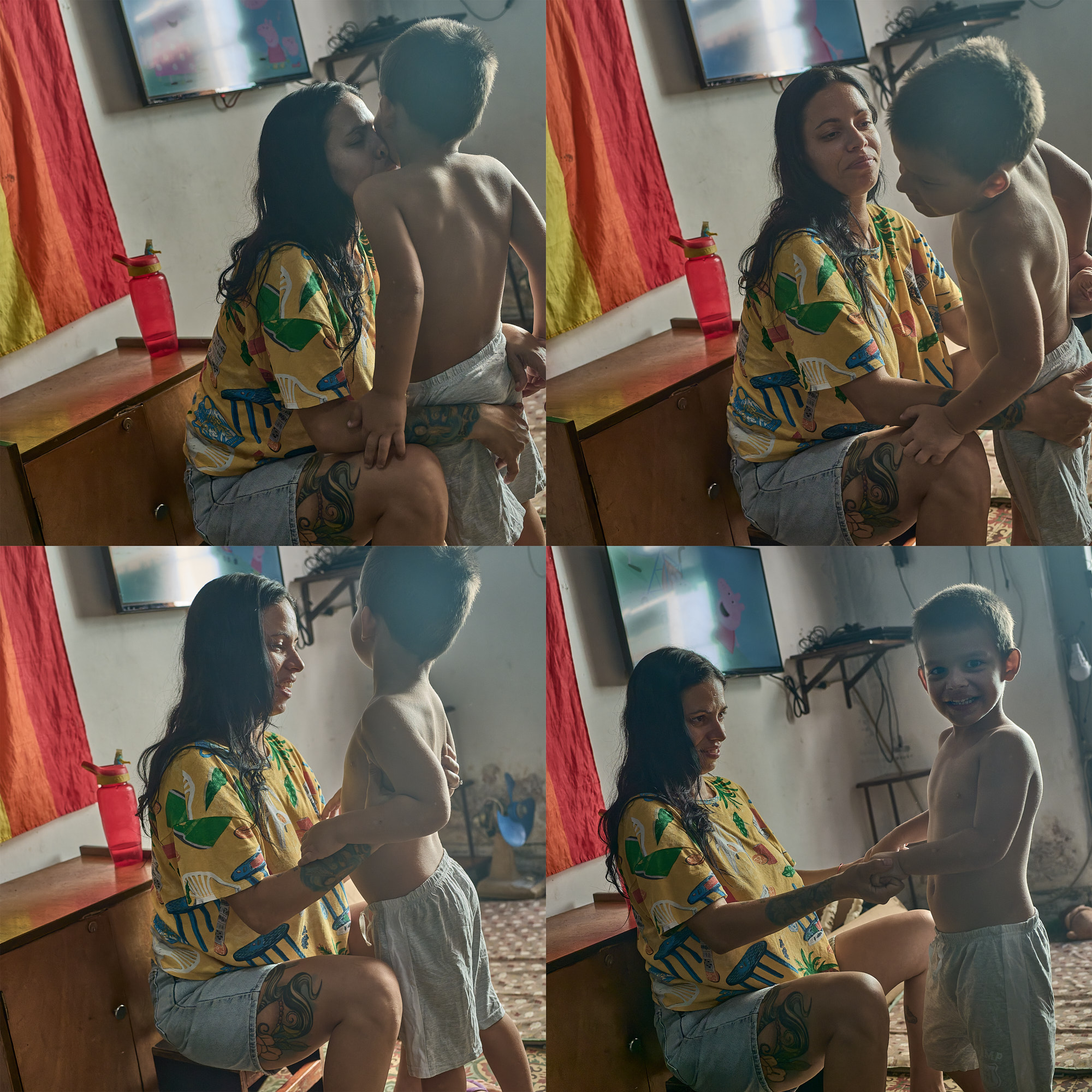 Dori and Mateo move through a quiet sequence — a kiss, a playful exchange, a soft moment of connection. In the final frame, Dori’s expression says everything: patient, warm, fully present. Her love for him is steady, visible, and deep.