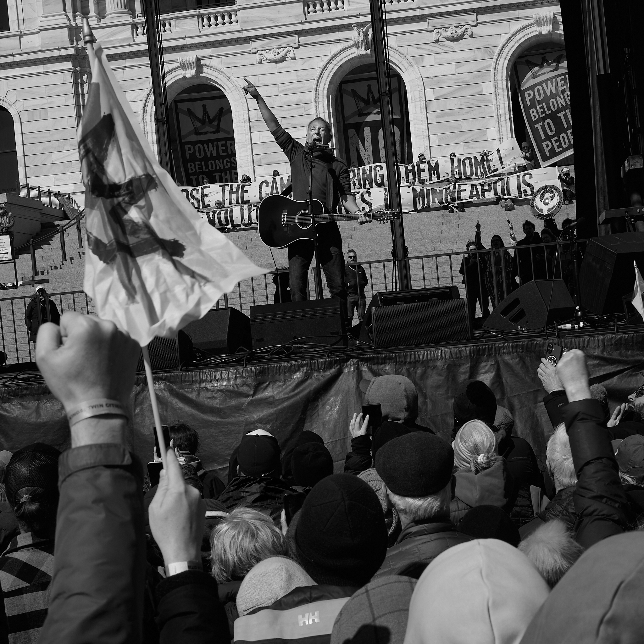 Bruce Springsteen performs his song “Streets of Minneapolis” during the “No Kings” rally at the Minnesota State Capitol in Saint Paul, Minnesota on March 28, 2026. 