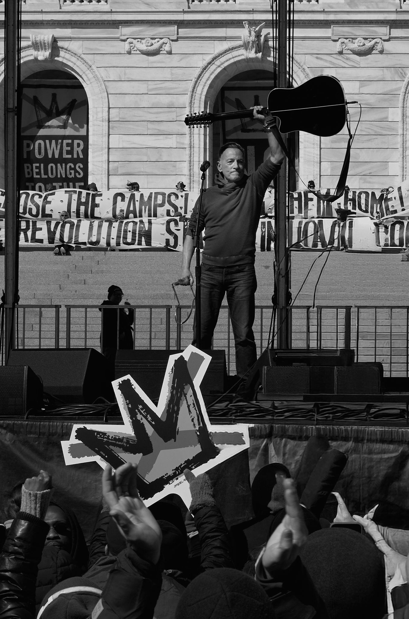 Bruce Springsteen performs his song “Streets of Minneapolis” during the “No Kings” rally at the Minnesota State Capitol in Saint Paul, Minnesota on March 28, 2026. 